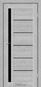 Двері StilDoors Sofia дуб сріблястий скло чорне