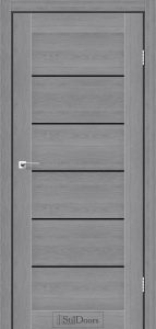 Двері StilDoors Victoria дуб попелястий скло чорне