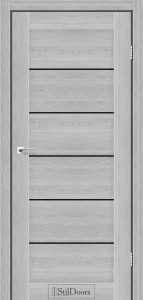 Двері StilDoors Victoria дуб сріблястий скло чорне