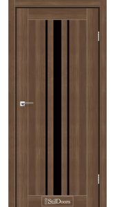 Двері StilDoors Arizona горіх золотий скло чорне