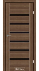 Двері StilDoors Florida горіх золотий скло чорне