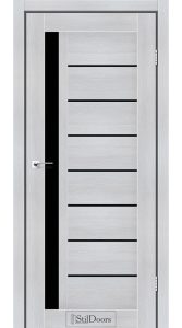 Двері StilDoors London дуб сріблястий скло чорне