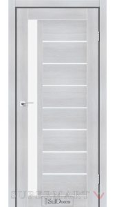 Двері StilDoors London дуб сріблястий скло Сатін