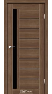 Двері StilDoors London горіх золотий скло чорне