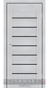 Двері StilDoors Tanzania дуб сріблястий скло чорне