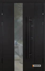Вхідні полуторні двері модель Ufo Black комплектація COTTAGE 1200